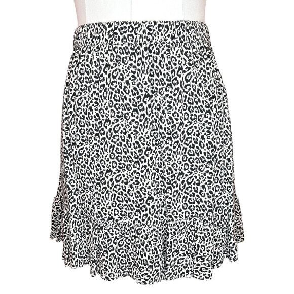 American Eagle Leopard Print Ruffle Mini Skirt Juniors Small Y2K Soft Grunge - Picture 2 of 10
